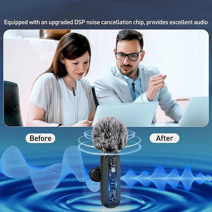 HITOZON Professional Wireless Lavalier Microphone for Iphone,Android Phone,Wireless Microphone Plug-Play,Lapel Mic for Video Recording,Teaching, Interviews,Podcast,Cordless Omnidirectional Condenser Recording Mic for Tiktok,Youtube,Vlog