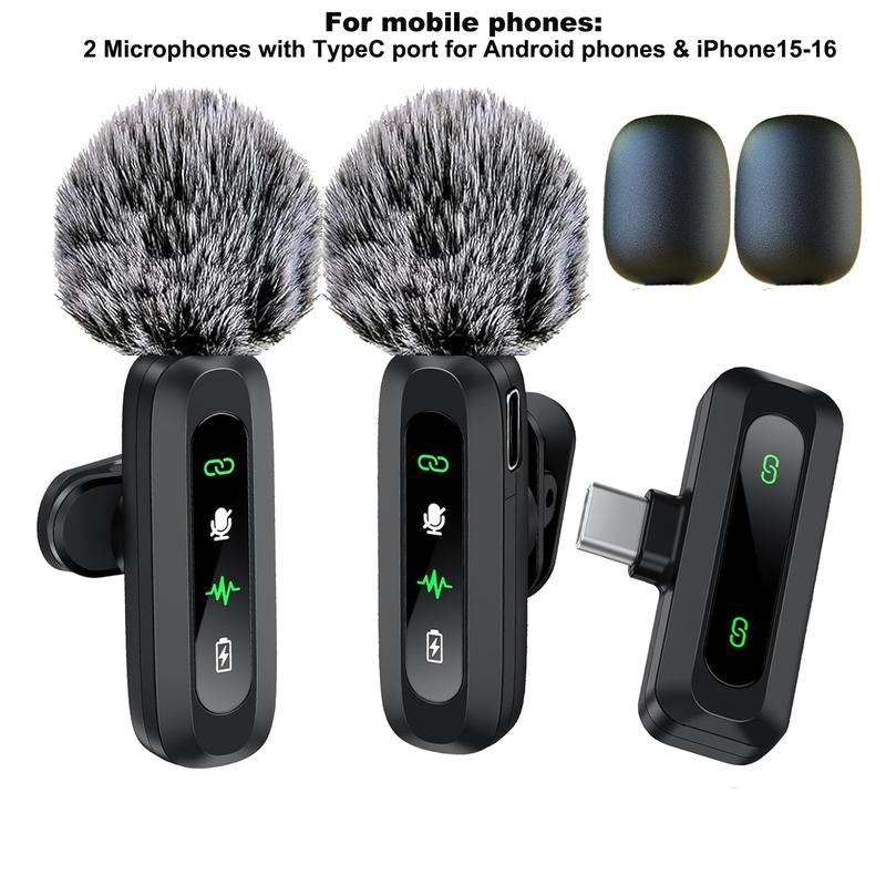 HITOZON Professional Wireless Lavalier Microphone for Iphone,Android Phone,Wireless Microphone Plug-Play,Lapel Mic for Video Recording,Teaching, Interviews,Podcast,Cordless Omnidirectional Condenser Recording Mic for Tiktok,Youtube,Vlog