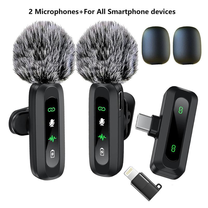HITOZON Professional Wireless Lavalier Microphone for Iphone,Android Phone,Wireless Microphone Plug-Play,Lapel Mic for Video Recording,Teaching, Interviews,Podcast,Cordless Omnidirectional Condenser Recording Mic for Tiktok,Youtube,Vlog