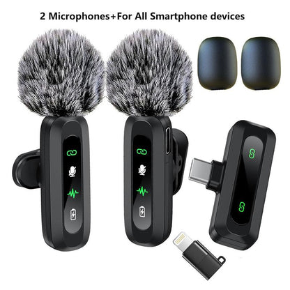 HITOZON Professional Wireless Lavalier Microphone for Iphone,Android Phone,Wireless Microphone Plug-Play,Lapel Mic for Video Recording,Teaching, Interviews,Podcast,Cordless Omnidirectional Condenser Recording Mic for Tiktok,Youtube,Vlog
