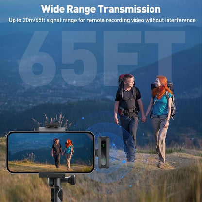HITOZON Professional Wireless Lavalier Microphone for Iphone,Android Phone,Wireless Microphone Plug-Play,Lapel Mic for Video Recording,Teaching, Interviews,Podcast,Cordless Omnidirectional Condenser Recording Mic for Tiktok,Youtube,Vlog